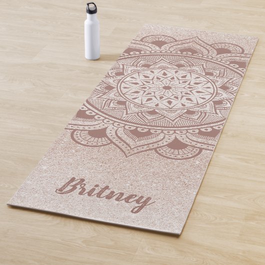 Tapis De Yoga Nom Customisé Feminine Chic Rose Gold Mandala (En situation)