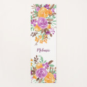 Tapis De Yoga Nom d'aquarelle fleurie violette moderne (Devant)