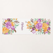 Tapis De Yoga Nom d'aquarelle fleurie violette moderne (Devant (Horizontal))