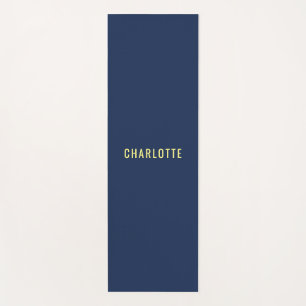 Tapis De Yoga Nom de couleur bleue classique minimaliste profess