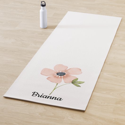 Tapis De Yoga Nom de fleur aquarelle rose (En situation)