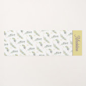 Tapis De Yoga Nom de monogramme de branche d'olive vert sauge (Dos (Horizontal))