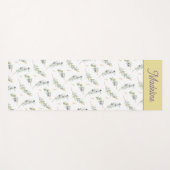 Tapis De Yoga Nom de monogramme de branche d'olive vert sauge (Devant (Horizontal))