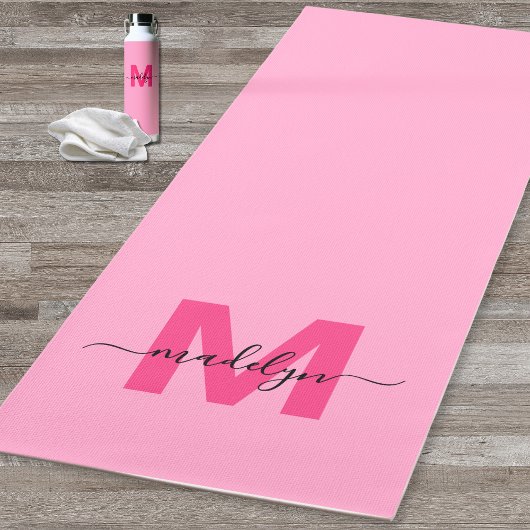 Tapis De Yoga Nom de monogramme de fille personnalisée Rose chau