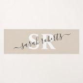 Tapis De Yoga Nom de monogramme professionnel modifié beige  (Devant (Horizontal))