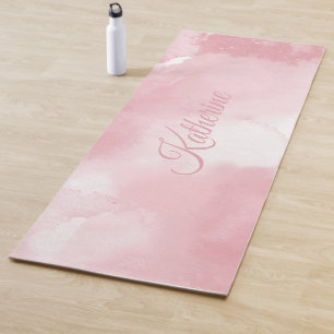 Tapis De Yoga Nom de script aquarelle rose blush cool