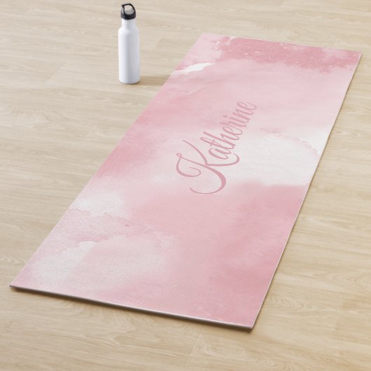 Tapis De Yoga Nom de script aquarelle rose blush cool  (En situation)