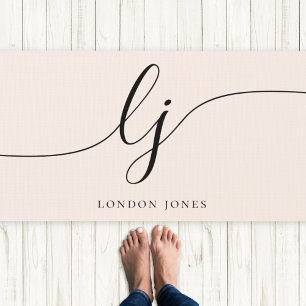 Tapis De Yoga Nom de signature Simple Calligraphie Blush Pink