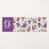 Tapis De Yoga Nom des fleurs de pêche violet dans le script de b (Devant (Horizontal))