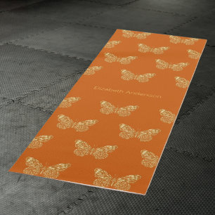Tapis De Yoga Nom des papillons en or orange brulé