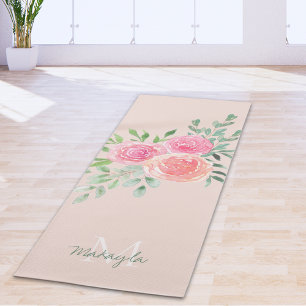 Tapis De Yoga Nom du monogramme Aquarelle Aquarelle Aquarelle Aq