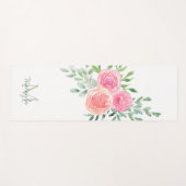 Tapis De Yoga Nom du monogramme Aquarelle Florale (Devant (Horizontal))