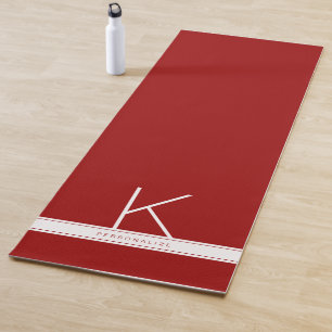 Tapis De Yoga Nom du monogramme de bande simple Red Modern
