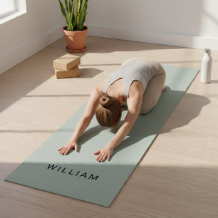 Tapis De Yoga Nom du monogramme de couleur des cendres personnal