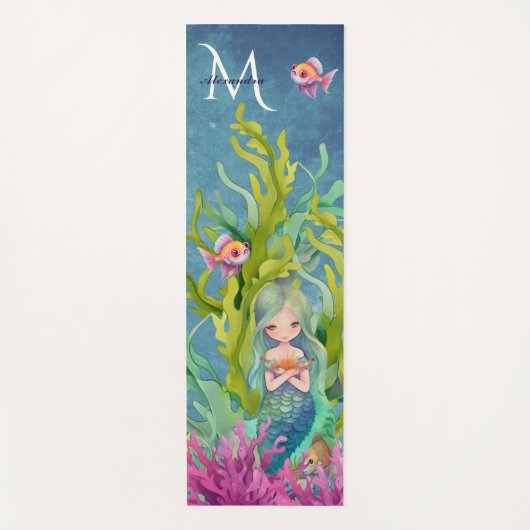 Tapis De Yoga Nom du monogramme mignon Sirène (Devant)