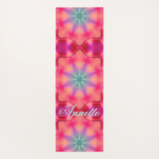 Tapis De Yoga Nom du monogramme Motif couleur bleu étoile | (Dos)