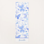 Tapis De Yoga Nom du papillon bleu moderne (Devant)