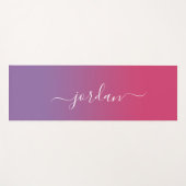 Tapis De Yoga Nom du script blanc dégradé rose à pourpre minimal (Devant (Horizontal))