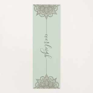 Tapis De Yoga Nom du script vert Mandala Yoga Mat