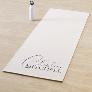 Tapis De Yoga Nom Écriture Féminine Blanc