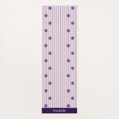 Tapis De Yoga Nom élégant Fleurs Indigo, Blush, Violet rayé (Dos)