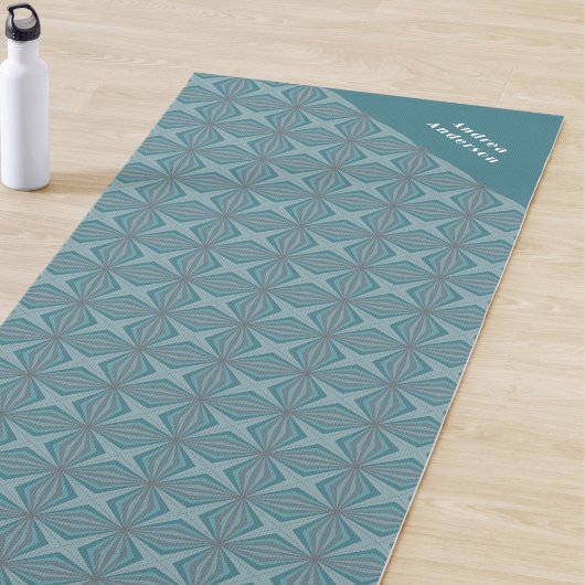 Tapis De Yoga Nom et Motif Turquoise rétro