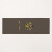 Tapis De Yoga nom fleur de lotus doré marron (Devant (Horizontal))
