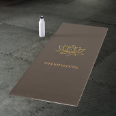 Tapis De Yoga nom fleur de lotus doré marron