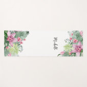 Tapis De Yoga Nom floral rose personnalisé (Devant (Horizontal))