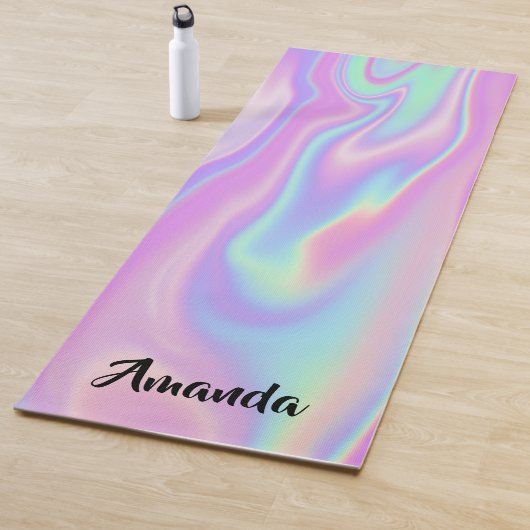 Tapis De Yoga Nom Idée cadeau Holographique rose Ombre (En situation)