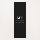 Tapis De Yoga Nom initial du monogramme noir blanc (Devant)