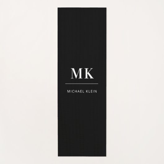 Tapis De Yoga Nom initial du monogramme noir blanc (Devant)