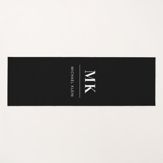Tapis De Yoga Nom initial du monogramme noir blanc (Devant (Horizontal))