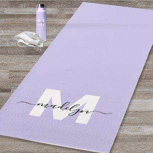 Tapis De Yoga Nom initial personnalisé Monogramme violet