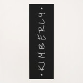 Tapis De Yoga Nom manuscrit simple Gris Noir (Devant)