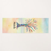 Tapis De Yoga Nom Monogramme Arborescence arc-en-ciel (Devant (Horizontal))