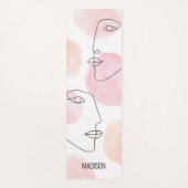 Tapis De Yoga Nom Monogramme Ligne Dessin Façades rose (Devant)