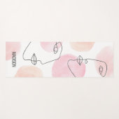 Tapis De Yoga Nom Monogramme Ligne Dessin Façades rose (Devant (Horizontal))