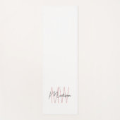 Tapis De Yoga Nom Monogramme moderne Script Rose blanc (Devant)
