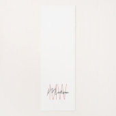 Tapis De Yoga Nom Monogramme moderne Script Rose blanc (Dos)