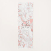 Tapis De Yoga Nom monogramme rose en marbre rose or (Devant)
