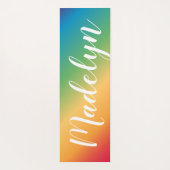 Tapis De Yoga Nom Monogramme Script Spectrum Arc-en-ciel (Dos)