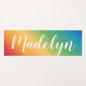 Tapis De Yoga Nom Monogramme Script Spectrum Arc-en-ciel (Devant (Horizontal))