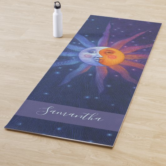 Tapis De Yoga Nom monogramme Sun and Moon (En situation)