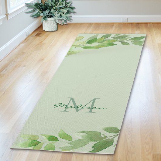 Tapis De Yoga Nom Monogramme vert
