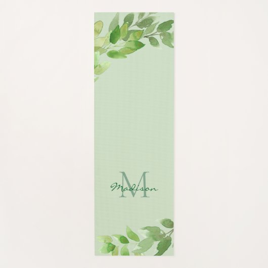 Tapis De Yoga Nom Monogramme vert (Devant)