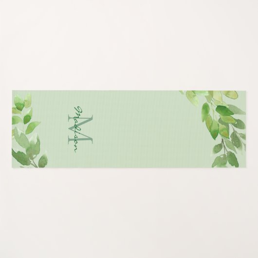 Tapis De Yoga Nom Monogramme vert (Devant (Horizontal))