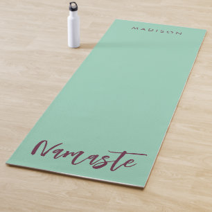Tapis De Yoga Nom Namaste moderne Turquoise Green Mauve