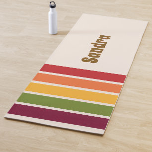 Tapis De Yoga Nom, panneaux à rayures de couleurs rétro des anné