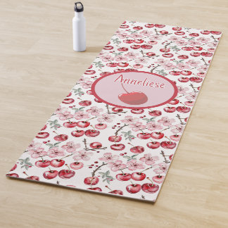 Tapis De Yoga Nom personnalisé Aquarelle Fleurs de Cerisier